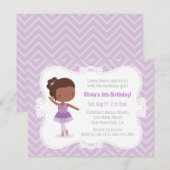 African American Ballerina Girl Birthday Party Kaart (Voorkant / Achterkant)