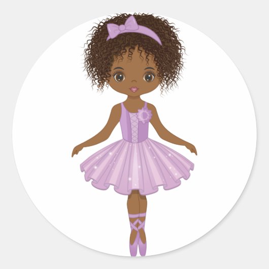 African American Ballerina Round Sticker (Voorkant)