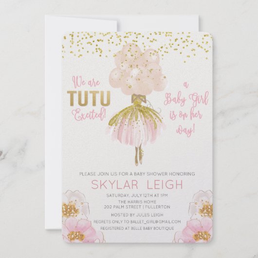 African American Ballet Baby shower Invitation Kaart (Voorkant)