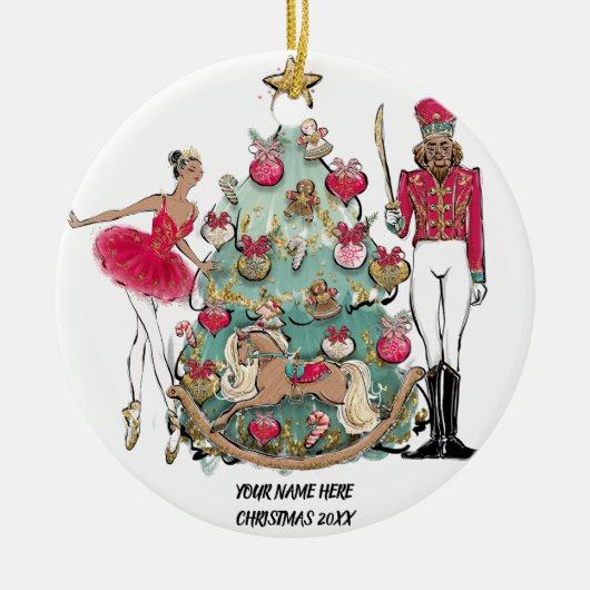 African American Ballet Dancer en Nutcracker Keramisch Ornament (Voorkant)