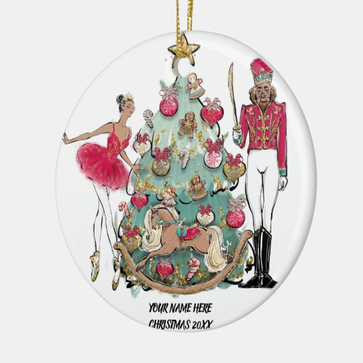 African American Ballet Dancer en Nutcracker Keramisch Ornament (Links)
