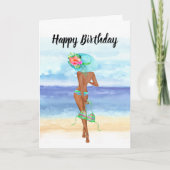 African American Beach Verjaardag Kaart (Voorkant)