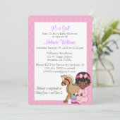 African American Black Baby shower Invitation Girl Kaart (Staand voorkant)
