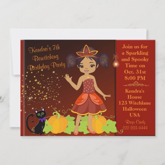 African American Black Princess Halloween Invite Kaart (Voorkant)