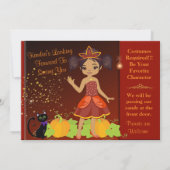 African American Black Princess Halloween Invite Kaart (Achterkant)