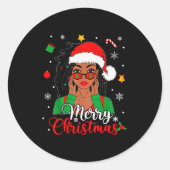 African American Black Woman Loc'd Girl Merry Chri Ronde Sticker (Voorkant)