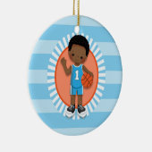 African American Boy Basketball Player Keramisch Ornament (Rechts)