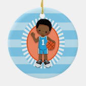 African American Boy Basketball Player Keramisch Ornament (Achterkant)