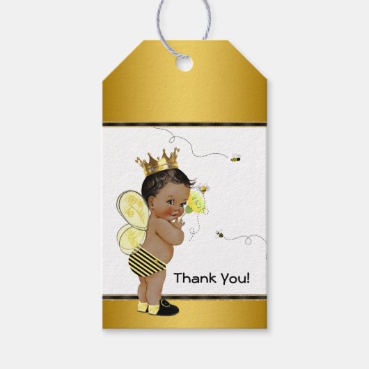 African American Boy Bee Baby shower Dank u Cadeaulabel (Voorkant)