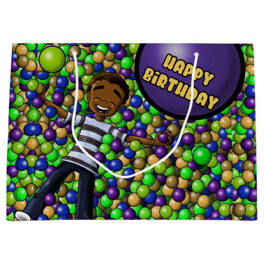 African American Boy Birthday Groot Cadeauzakje (Voorkant)