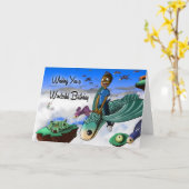 African American Boy Birthday Kaart (Gele Bloem)