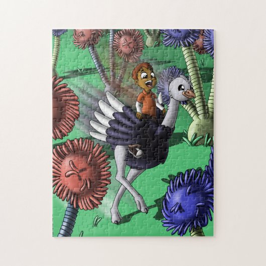 African American Boy en Ostrich Legpuzzel (Verticaal)