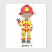 African American Boy, Fireman, brandweerman, brand Sticker (Vel)
