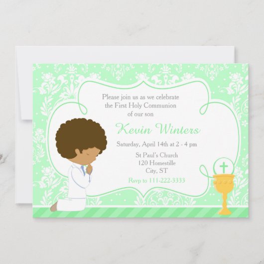 African American Boy First Communityschade Kaart (Voorkant)