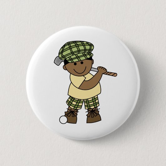 African American Boy Golfer Ronde Button 5,7 Cm (Voorkant)