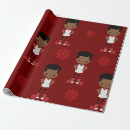 African American Boy kerstrapping Paper Cadeaupapier