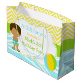 African American Boy Pool Party Basis Bedankt Groot Cadeauzakje (Achterkant Gekanteld)
