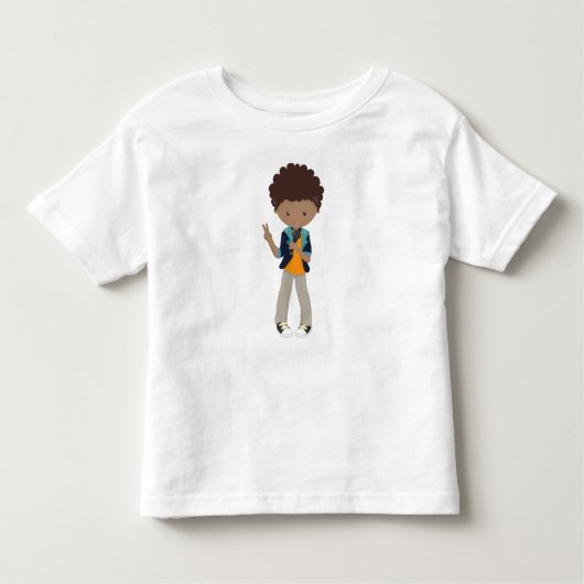 African American Boy, Rock Boy, Band Singer, Muzie Kinder Shirts (Voorkant)