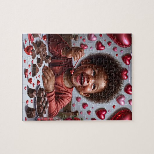 African American Boy Valentijn Puzzel Legpuzzel (Horizontaal)