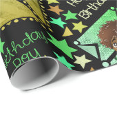 African American Boys Anime Schattige Cadeaupapier (Rol Hoek)