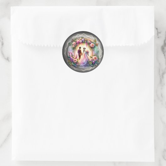 African-American Bride and Groom Moonlight Wedding Ronde Sticker (Tas)