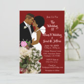 African American Bride & Groom White Wedding  Kaart (Staand voorkant)