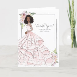 African American Bride Vrijgezellenfeest Toekomst Bedankkaart