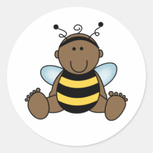 African American Bumble Bee Baby Ronde Sticker