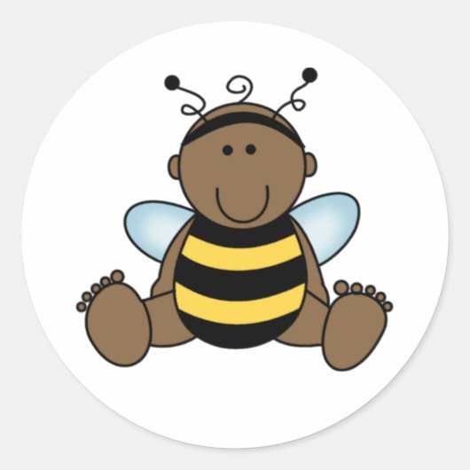 African American Bumble Bee Baby Ronde Sticker (Voorkant)