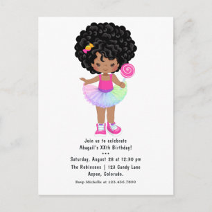 African American Candyland Girl Birthday Party Briefkaart