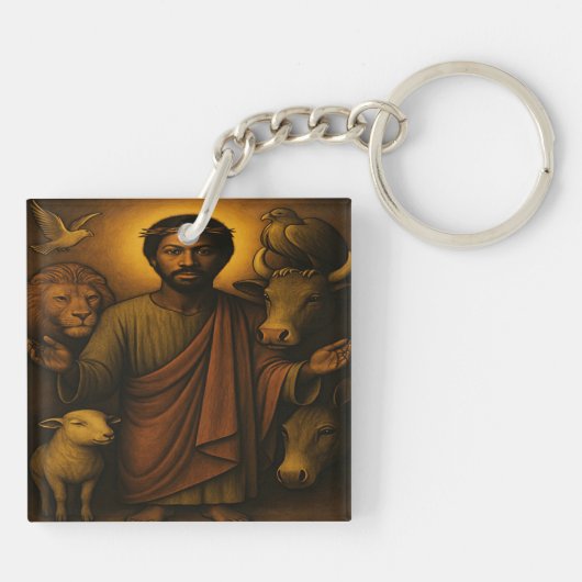 African American Christian Art Keychain (Achterkant)