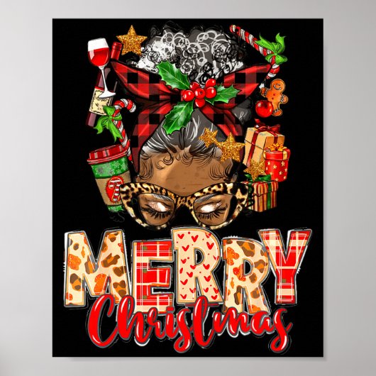 African American Christmas African Black Xmas Mom Poster (Voorkant)