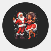 African American Christmas African Santa Mrs Claus Ronde Sticker (Voorkant)