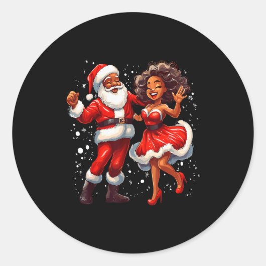 African American Christmas African Santa Mrs Claus Ronde Sticker (Voorkant)