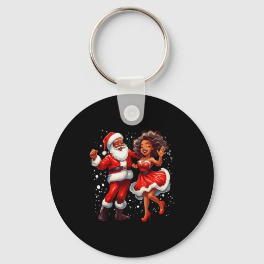 African American Christmas African Santa Mrs Claus Sleutelhanger (Voorkant)
