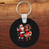 African American Christmas African Santa Mrs Claus Sleutelhanger (Voorkant)