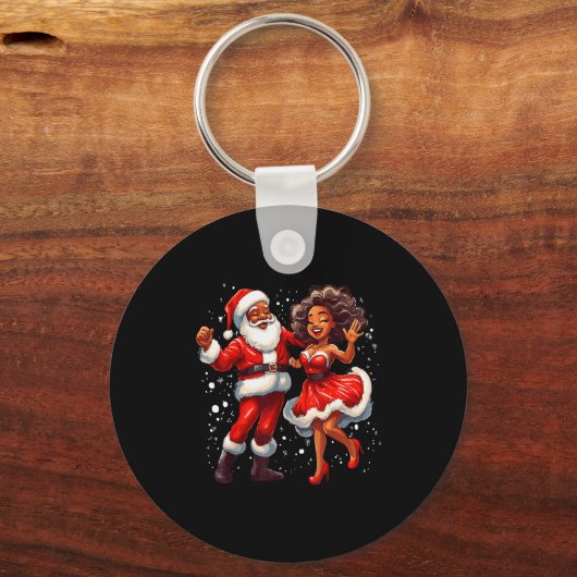 African American Christmas African Santa Mrs Claus Sleutelhanger (Voorkant)
