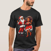 African American Christmas African Santa Mrs Claus T-shirt (Voorkant)