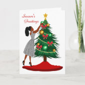 African American Christmas Card Woman Kaart (Voorkant)