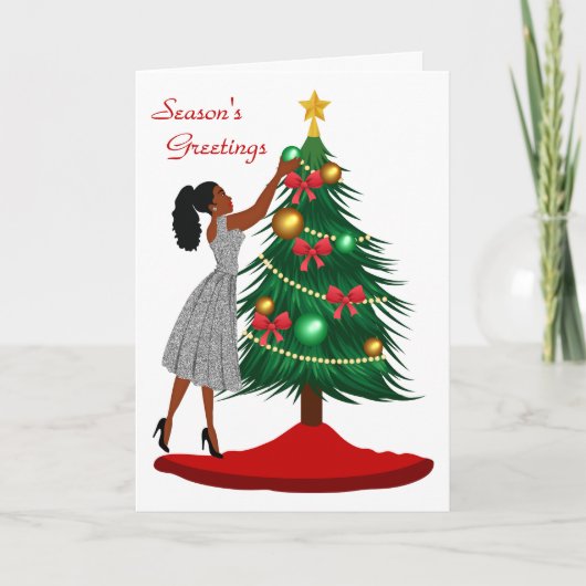 African American Christmas Card Woman Kaart (Voorkant)