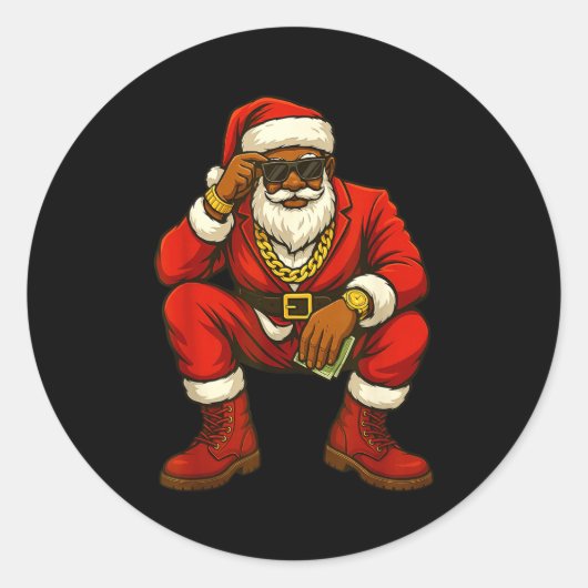 African American Christmas Funny African American Ronde Sticker (Voorkant)