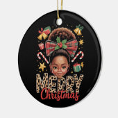 African American Christmas Messy Bun Black Mom  Keramisch Ornament (Links)