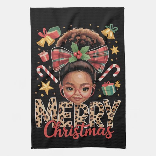 African American Christmas Messy Bun Black Mom Theedoek (Verticaal)