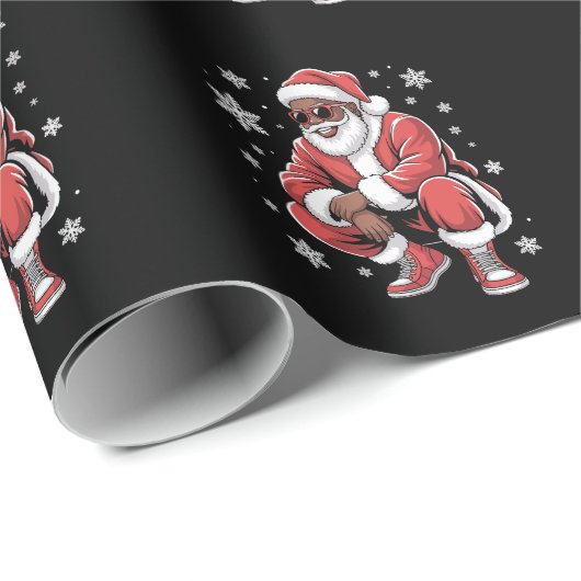 African American Christmas Pajama Xmas Afro Santa Cadeaupapier (Rol Hoek)