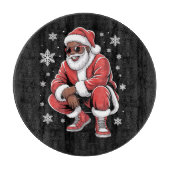 African American Christmas Pajama Xmas Afro Santa  Snijplank (Voorkant)