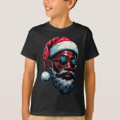 African American Christmas Pajama Xmas Afro Santa  T-shirt (Voorkant)