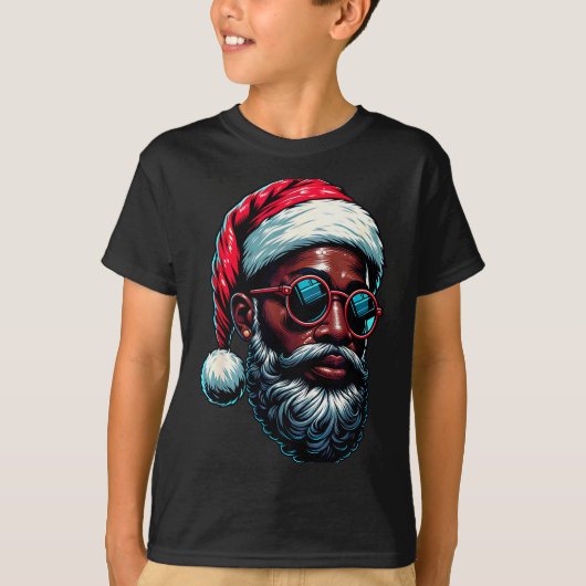 African American Christmas Pajama Xmas Afro Santa  T-shirt (Voorkant)