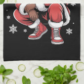 African American Christmas Pajama Xmas Afro Santa  Theedoek (Gevouwen)