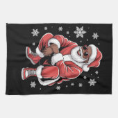 African American Christmas Pajama Xmas Afro Santa  Theedoek (Horizontaal)