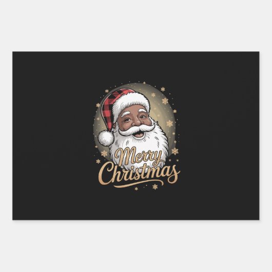 African American Christmas Pajamas Santa Claus  Inpakpapier Vel (Voorkant)